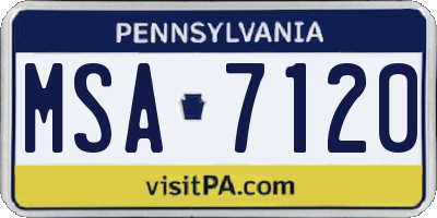 PA license plate MSA7120