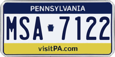 PA license plate MSA7122