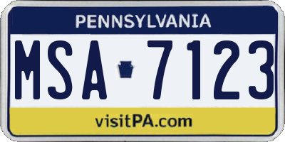 PA license plate MSA7123