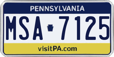 PA license plate MSA7125