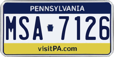 PA license plate MSA7126