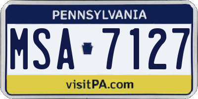PA license plate MSA7127