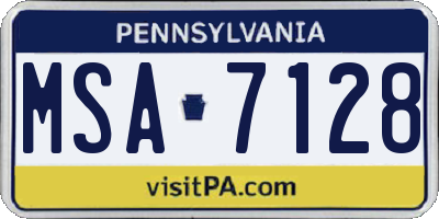PA license plate MSA7128