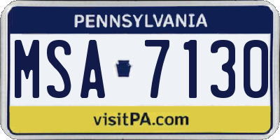 PA license plate MSA7130