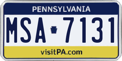 PA license plate MSA7131