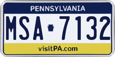 PA license plate MSA7132