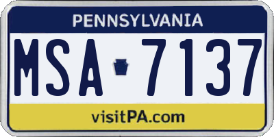 PA license plate MSA7137