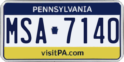 PA license plate MSA7140