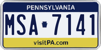PA license plate MSA7141