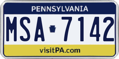 PA license plate MSA7142