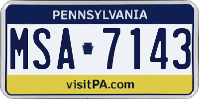 PA license plate MSA7143