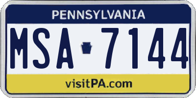 PA license plate MSA7144