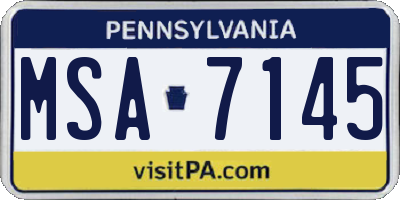 PA license plate MSA7145