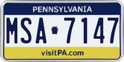 PA license plate MSA7147
