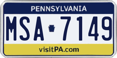 PA license plate MSA7149