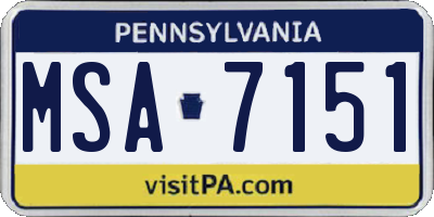 PA license plate MSA7151