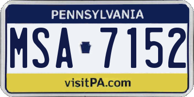 PA license plate MSA7152