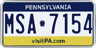 PA license plate MSA7154