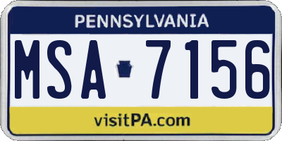 PA license plate MSA7156