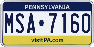 PA license plate MSA7160