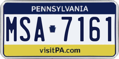 PA license plate MSA7161