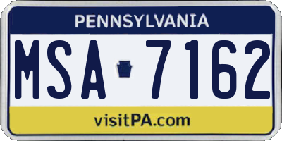 PA license plate MSA7162