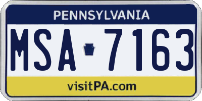 PA license plate MSA7163