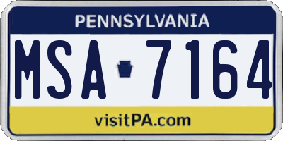 PA license plate MSA7164