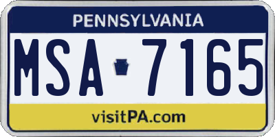 PA license plate MSA7165