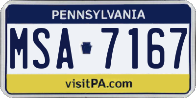 PA license plate MSA7167