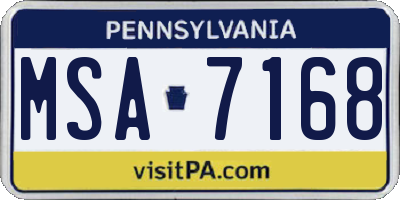 PA license plate MSA7168