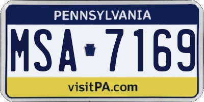 PA license plate MSA7169