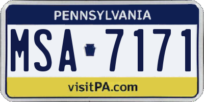 PA license plate MSA7171