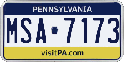 PA license plate MSA7173
