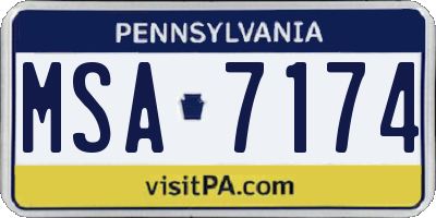 PA license plate MSA7174