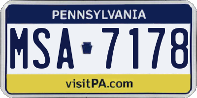 PA license plate MSA7178
