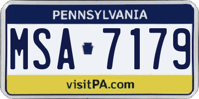 PA license plate MSA7179