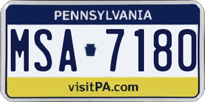 PA license plate MSA7180