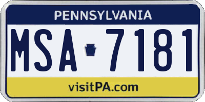 PA license plate MSA7181