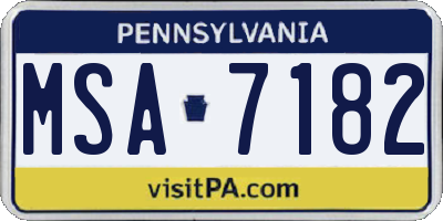 PA license plate MSA7182