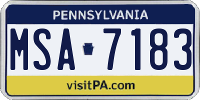 PA license plate MSA7183
