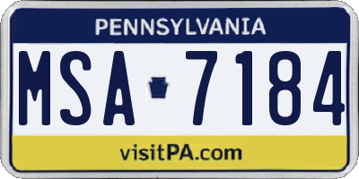 PA license plate MSA7184