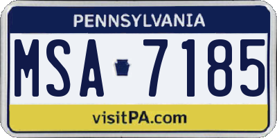 PA license plate MSA7185