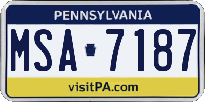 PA license plate MSA7187