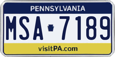 PA license plate MSA7189