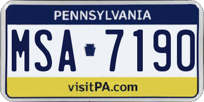PA license plate MSA7190
