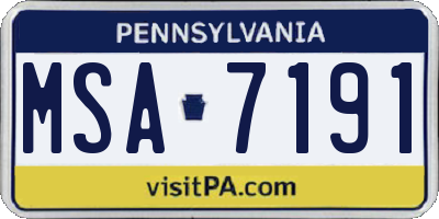 PA license plate MSA7191