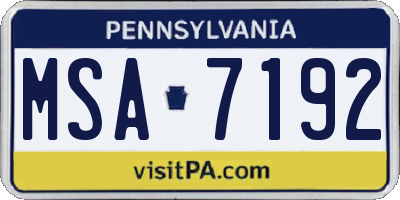 PA license plate MSA7192