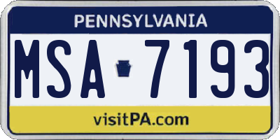 PA license plate MSA7193