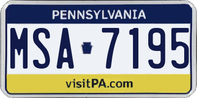 PA license plate MSA7195